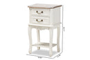 Carwyn Two-Tone White and Oak Finished 2-Drawer Wood End Table Baxton