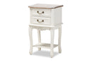 Carwyn Two-Tone White and Oak Finished 2-Drawer Wood End Table Baxton