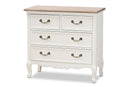 Carwyn Two-Tone White and Oak Finished 4-Drawer Accent Storage Cabinet Baxton