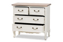 Carwyn Two-Tone White and Oak Finished 4-Drawer Accent Storage Cabinet Baxton