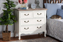 Carwyn Two-Tone White and Oak Finished 4-Drawer Accent Storage Cabinet Baxton