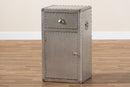 Nadra French Industrial Silver Metal 1-Door Accent Storage Cabinet Baxton