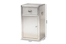Nadra French Industrial Silver Metal 1-Door Accent Storage Cabinet Baxton