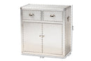 Nadra French Industrial Silver Metal 2-Door Accent Storage Cabinet Baxton