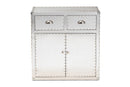 Nadra French Industrial Silver Metal 2-Door Accent Storage Cabinet Baxton