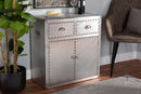 Nadra French Industrial Silver Metal 2-Door Accent Storage Cabinet Baxton