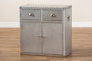 Nadra French Industrial Silver Metal 2-Door Accent Storage Cabinet Baxton