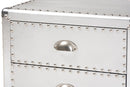 Kimberly French Industrial Silver Metal 3-Drawer End Table Baxton