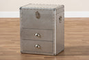 Nadra French Industrial Silver Metal 2-Drawer Accent Storage Cabinet Baxton