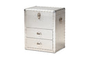 Nadra French Industrial Silver Metal 2-Drawer Accent Storage Cabinet Baxton