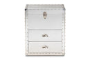 Nadra French Industrial Silver Metal 2-Drawer Accent Storage Cabinet Baxton