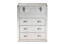 Nadra French Industrial Silver Metal 3-Drawer Accent Storage Cabinet Baxton