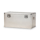 Nadra French Industrial Silver Metal Storage Trunk Baxton
