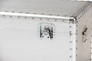 Nadra French Industrial Silver Metal Storage Trunk Baxton