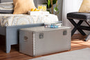Nadra French Industrial Silver Metal Storage Trunk Baxton