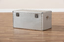 Nadra French Industrial Silver Metal Storage Trunk Baxton