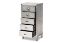 Gellert French Industrial Silver Metal 5-Drawer Accent Storage Cabinet Baxton