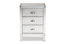 Geona French Industrial Silver Metal 3-Drawer End Table Baxton