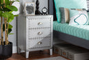 Geona French Industrial Silver Metal 3-Drawer End Table Baxton