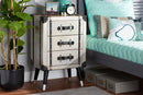 Valencia Antique Silver Finished Metal Trunk Inspired 3-Drawer End Table Baxton