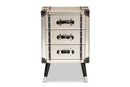 Valencia Antique Silver Finished Metal Trunk Inspired 3-Drawer End Table Baxton