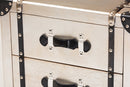 Valencia Antique Silver Finished Metal Trunk Inspired 3-Drawer End Table Baxton
