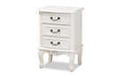 Aniceta Country Provincial White-Finished 3-Drawer Wood End Table Baxton