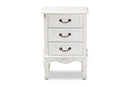 Aniceta Country Provincial White-Finished 3-Drawer Wood End Table Baxton