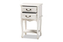 Aniceta Country Provincial White-Finished 2-Drawer Wood End Table Baxton