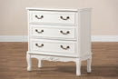 Aniceta Country Provincial White-Finished 3-Drawer Wood Storage Cabinet Baxton