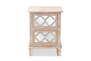 Overton White-Washed Wood and Mirror 2-Drawer Quatrefoil End Table Baxton