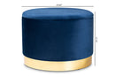 Alivia Navy Blue Velvet Fabric Upholstered Gold Finished Storage Ottoman Baxton