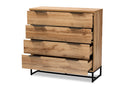 Edel Industrial Oak and Black Metal 4-Drawer Dresser Baxton