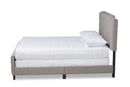 Britte Gray Fabric Upholstered Button Tufted King Size Panel Bed Baxton
