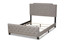 Britte Gray Fabric Upholstered Button Tufted King Size Panel Bed Baxton