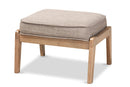 Jonesy Light Gray Fabric Upholstered Antique Oak Ottoman Baxton