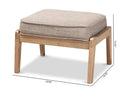 Jonesy Light Gray Fabric Upholstered Antique Oak Ottoman Baxton