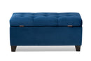 Rocco Navy Blue Velvet Fabric Upholstered Storage Ottoman Baxton