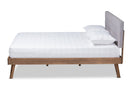 Finlay Light Gray Fabric Walnut Brown King Size Platform Bed Baxton