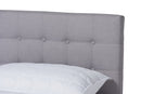 Finlay Light Gray Fabric Walnut Brown King Size Platform Bed Baxton