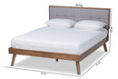 Celestine Light Gray Fabric Walnut Brown King Size Platform Bed Baxton