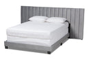 Samantha Gray Velvet Fabric King Size Panel Bed w/Channel Tufted Headboard Baxton