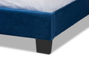 Seva Navy Blue Velvet Fabric Full Size Panel Bed w/Channel Tufted Headboard Baxton
