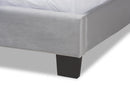 Seva Gray Velvet Fabric Full Size Panel Bed w/Channel Tufted Headboard Baxton