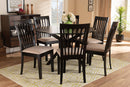 Crossroads Sand Fabric Upholstered and Dark Brown 7-Piece Dining Set Baxton