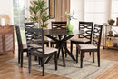 Meltem Sand Fabric Upholstered Dark Brown 7-Piece Dining Set Baxton