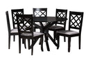 Addison Modern Gray Fabric and Espresso Brown 7-Piece Dining Set Baxton