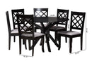 Addison Modern Gray Fabric and Espresso Brown 7-Piece Dining Set Baxton