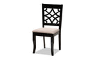 Meike Sand Fabric Upholstered and Espresso Brown 7-Piece Dining Set Baxton