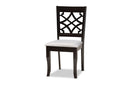 Meike Gray Fabric Upholstered and Dark Brown 7-Piece Dining Set Baxton